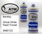 Preview: Bentley, Ghost White Pearl Tricoat, 9560122: 400ml Sprühdose + 400ml Klarlack - Set, von ATW Autoteile West.